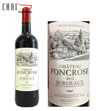 Chateau Foncrose Bordeaux 13,5%vol/Rượu vang Pháp nhập khẩu