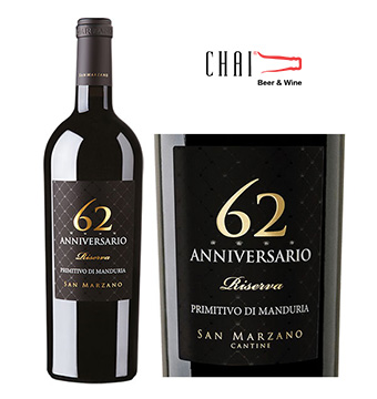 62 Anniversario Primitivo di Manduria DOP Riserva 14,5%vol/Rượu vang Ý nhập khẩu
